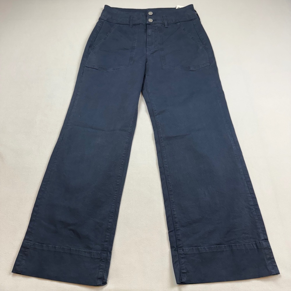 Veronica Beard Hilde Wide Ankle Crop High Rise Navy Pants J23024921180NY 27